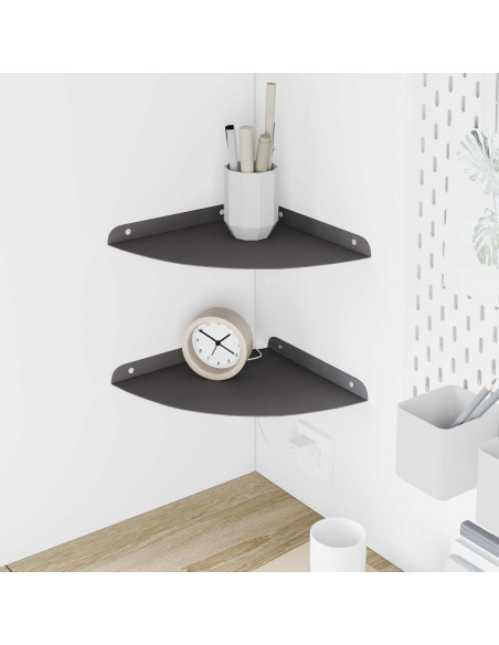 Scaffale da parete con lo scaffale 2 pcs Nero 24 x 24 x 2 cm