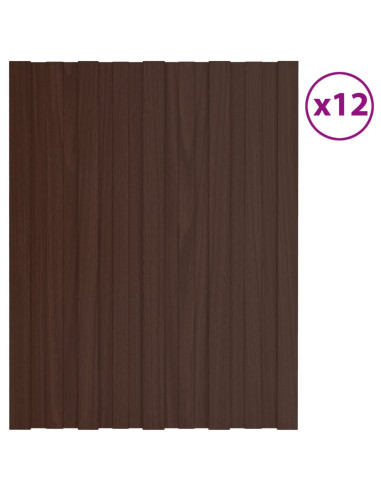 Pannelli da Tetto 12 pz in Acciaio Zincato Marrone 60x45 cm