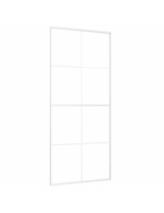 Porta Scorrevole in Vetro ESG e Alluminio 90x205 cm Bianca