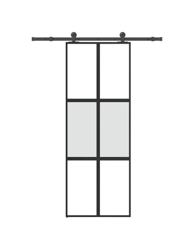 Porta Scorrevole Ferramenta 76x205 cm Vetro Temperato Alluminio