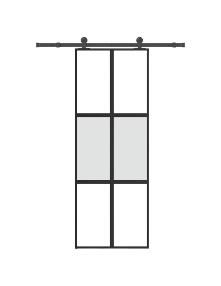 Porta Scorrevole Ferramenta 76x205 cm Vetro Temperato Alluminio