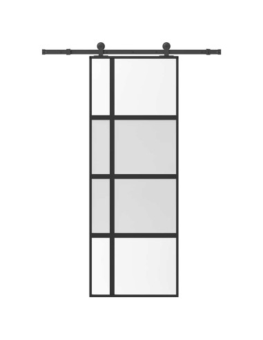 Porta Scorrevole Ferramenta 76x205 cm Vetro Temperato Alluminio