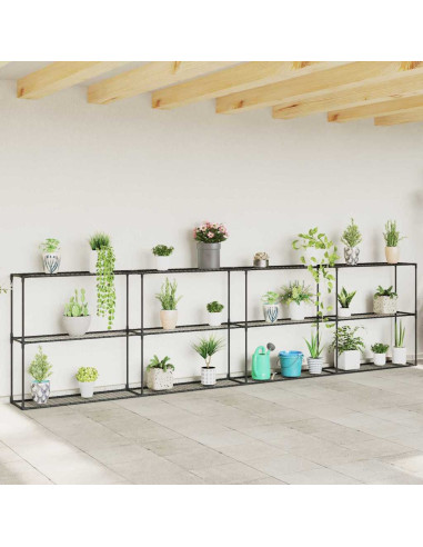 Supporto per piante a 3 livelli Nero 400 x 32 x 104 cm Acciaio
