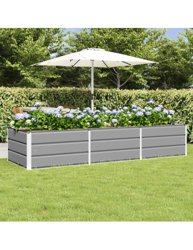 Fioriera Grigio chiaro 240 x 80 x 45 cm Acciaio