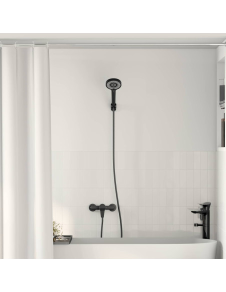 Set di doccia con soffione Nero G 1 / 2 pollici Ottone