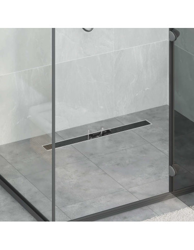 Drenaggio doccia con copertura in vetro Nero 80 cm