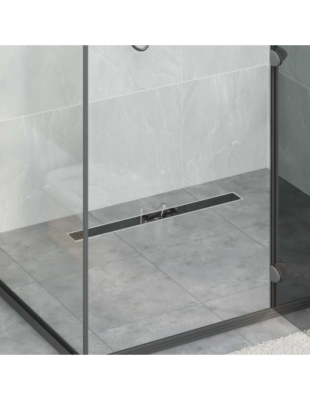 Drenaggio doccia con copertura in vetro Nero 80 cm