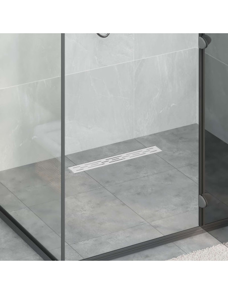 Drenaggio doccia con design a striscia Argento 50 cm