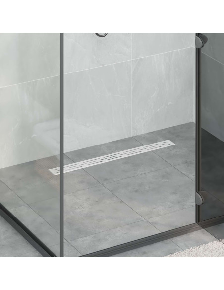 Drenaggio doccia con design a striscia Argento 80 cm