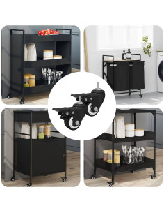 Ruote 2 pcs Nero M6 x 37 mm Ferro e nylon