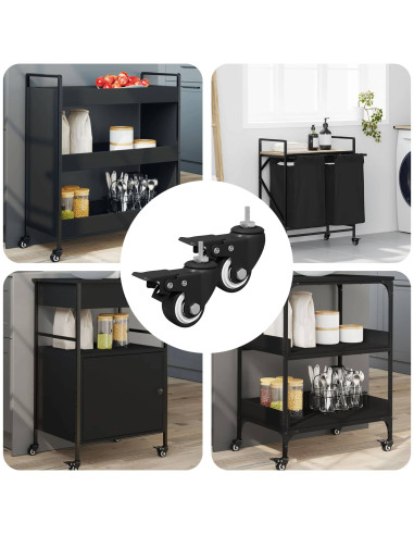 Ruote 2 pcs Nero M6 x 37 mm Ferro e nylon