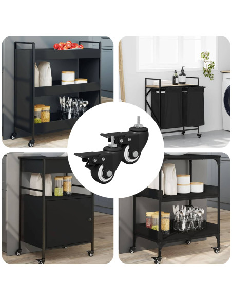 Ruote 2 pcs Nero M6 x 37 mm Ferro e nylon