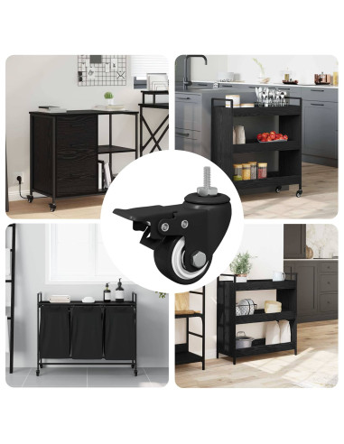 Ruote 12 pcs Nero M6 x 37 mm Ferro e nylon