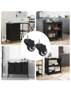 Rullo girevole 2 pcs Nero 40,4 x 40,4 x 19,7 mm Ferro e nylon