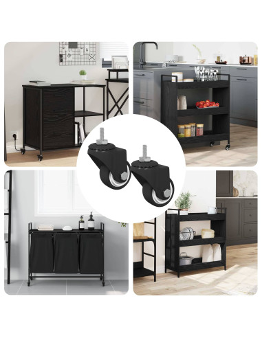 Rullo girevole 2 pcs Nero 40,4 x 40,4 x 19,7 mm Ferro e nylon