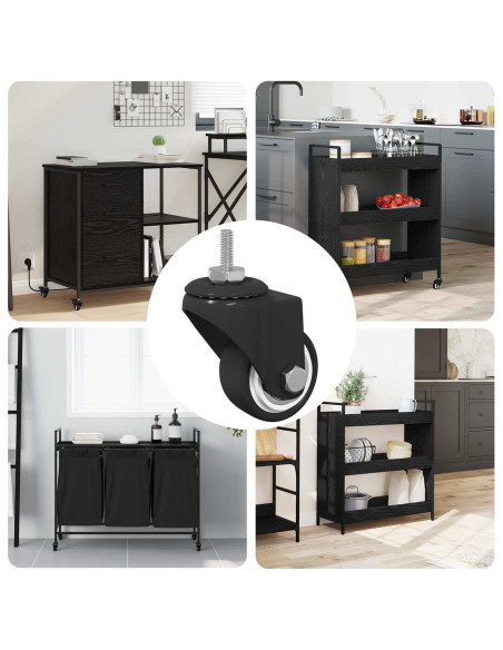 Rullo girevole 12 pcs Nero 40,4 x 40,4 x 19,7 mm Ferro e nylon