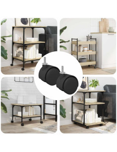 Ruota 2 pcs Nero e Argento 40,1 x 40,1 x 37,8 mm Ferro e PP