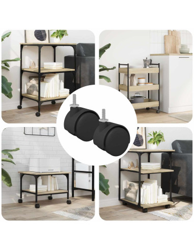 Ruota 2 pcs Nero e Argento 40,1 x 40,1 x 37,8 mm Ferro e PP