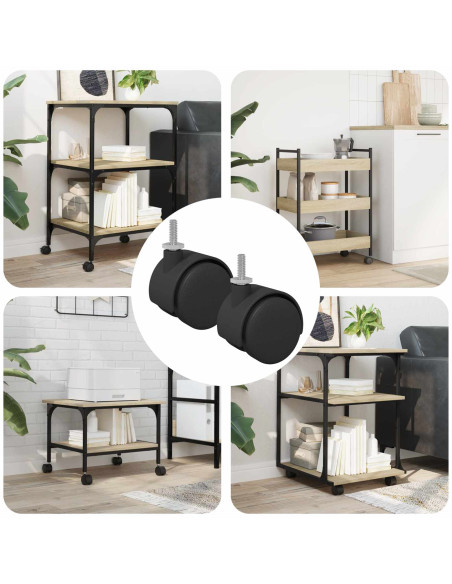 Ruota 2 pcs Nero e Argento 40,1 x 40,1 x 37,8 mm Ferro e PP