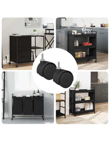 Ruote 2 pcs Nero 40,1 x 37,8 mm PP e Ferro