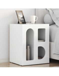 Comodino 2 pcs Bianco Lucido 40 x 35 x 50 cm Legno multistrato