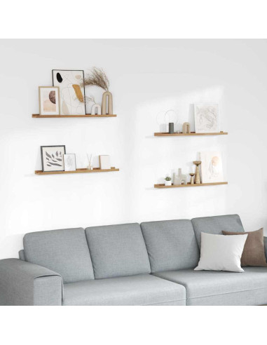 Scaffale da parete con lo scaffale 4 pcs Marrone 80 x 9 x 3 cm
