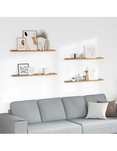 Scaffale da parete con lo scaffale 4 pcs Marrone 100 x 9 x 3 cm