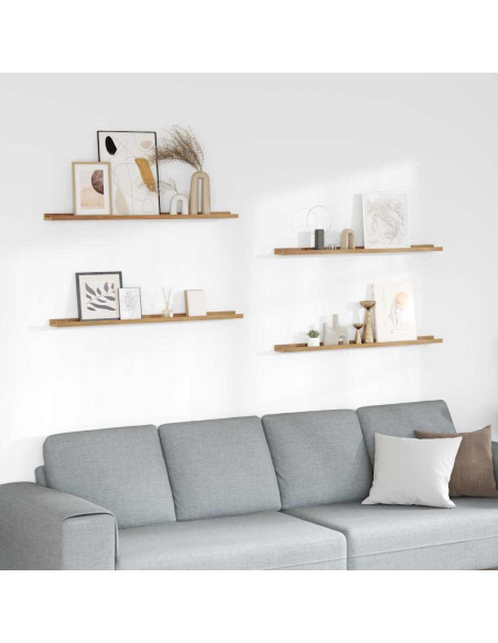 Scaffale da parete con lo scaffale 4 pcs Marrone 100 x 9 x 3 cm