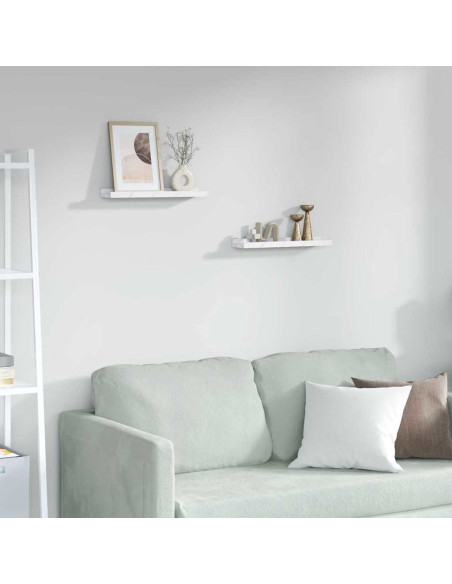 Scaffale da parete 2 pcs Marmo Bianco 40 x 9 x 3 cm