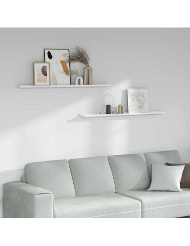 Scaffale da parete 2 pcs Marmo Bianco 115 x 9 x 3 cm