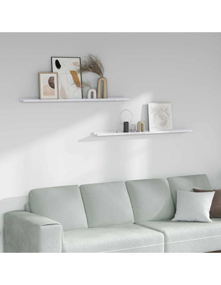 Scaffale da parete 2 pcs Marmo Bianco 115 x 9 x 3 cm