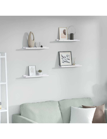 Scaffale da parete 4 pcs Marmo Bianco 40 x 9 x 3 cm