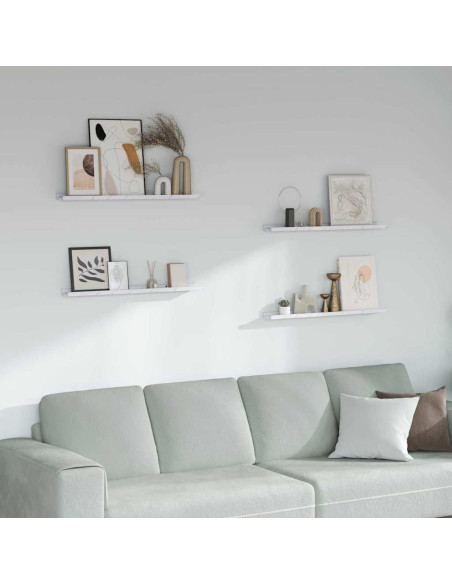 Scaffale da parete 4 pcs Marmo Bianco 80 x 9 x 3 cm