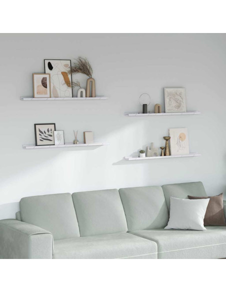 Scaffale da parete 4 pcs Marmo Bianco 100 x 9 x 3 cm