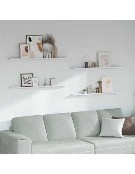 Scaffale da parete 4 pcs Marmo Bianco 115 x 9 x 3 cm