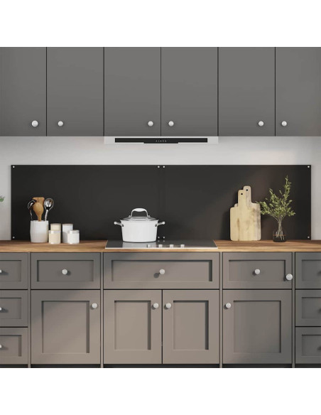 Rivestimento da Cucina 2 pcs Nero 100 x 50 cm vetro temperato