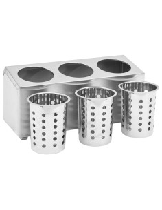 Portaposate con 3 Inserti Rettangolare in Acciaio Inox