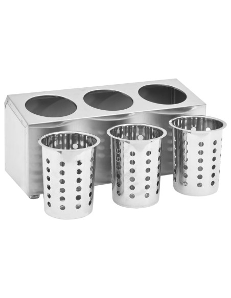 Portaposate con 3 Inserti Rettangolare in Acciaio Inox
