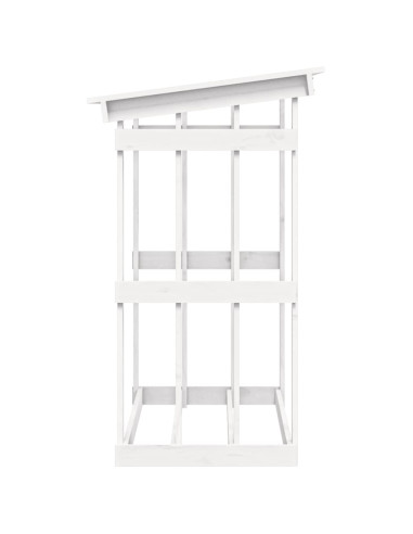 Portalegna Bianco 108x64,5x109 cm in Legno Massello di Pino