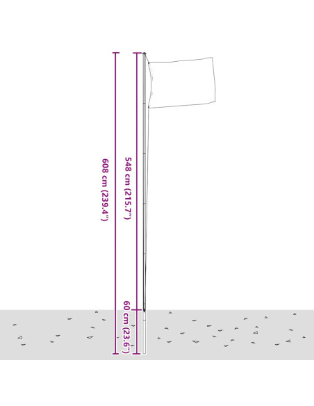 Asta e Bandiera Olanda 6,08 m Alluminio