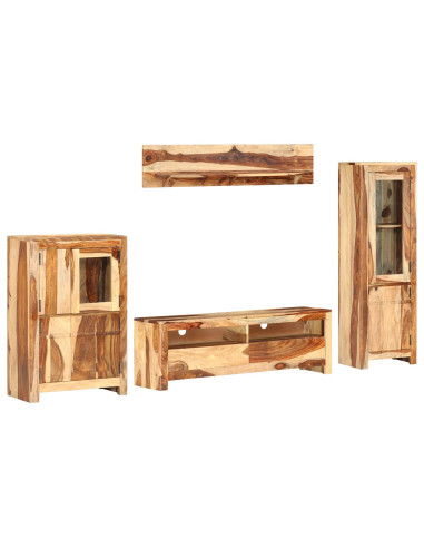 Set di Unità TV con cassetto Montaggio a parete Marrone legno