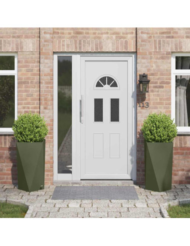 Fioriera 2 pcs Verde oliva 40 x 40 x 75 cm Acciaio