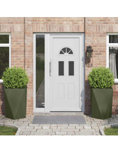 Fioriera 2 pcs Verde oliva 50 x 50 x 75 cm Acciaio