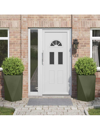 Fioriera 2 pcs Verde oliva 50 x 50 x 75 cm Acciaio