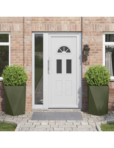 Fioriera 2 pcs Verde oliva 50 x 50 x 75 cm Acciaio