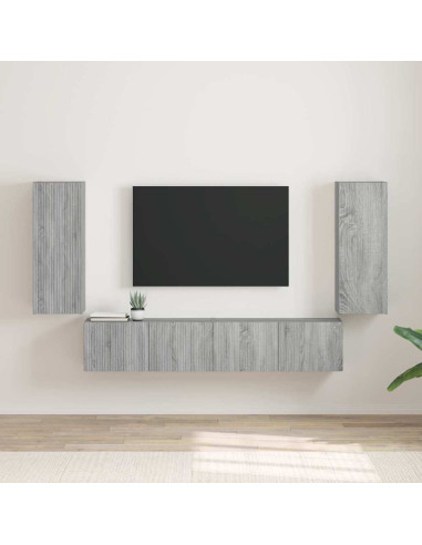 Mobile TV da parete 2 pcs Grigio Sonoma 30 x 31 x 80 cm