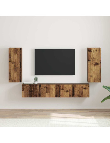 Mobile TV da parete 2 pcs Legno vecchio 30 x 31 x 80 cm