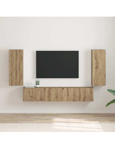 Mobile TV da parete 2 pcs Rovere Artigianale 30 x 31 x 80 cm