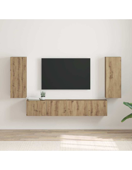 Mobile TV da parete 2 pcs Rovere Artigianale 30 x 31 x 80 cm