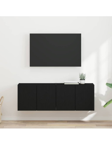 Mobile TV da parete 2 pcs Nero 59,5 x 31 x 40 cm